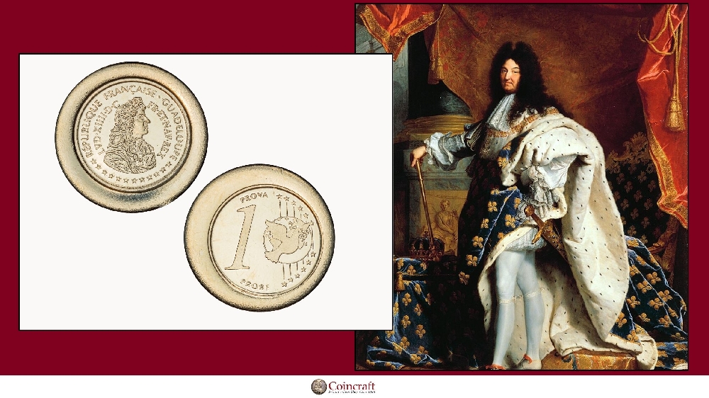 Guadaloupe Uniface Patterns Featuring Louis XIV (Louis the Fourteenth) former King of France - Coincraft